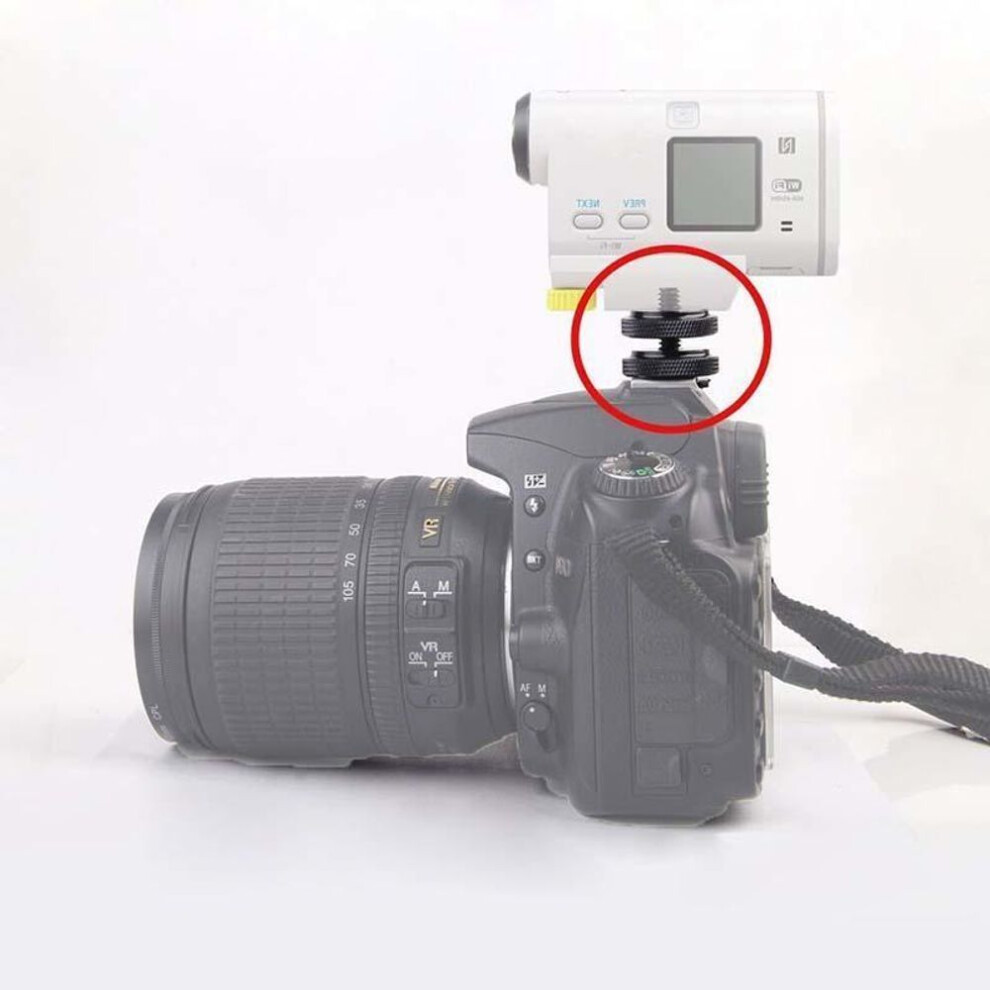 1/4 Inch Dual Nuts Tripod Mount Screw To Flash Camera Hot Shoe Adapter