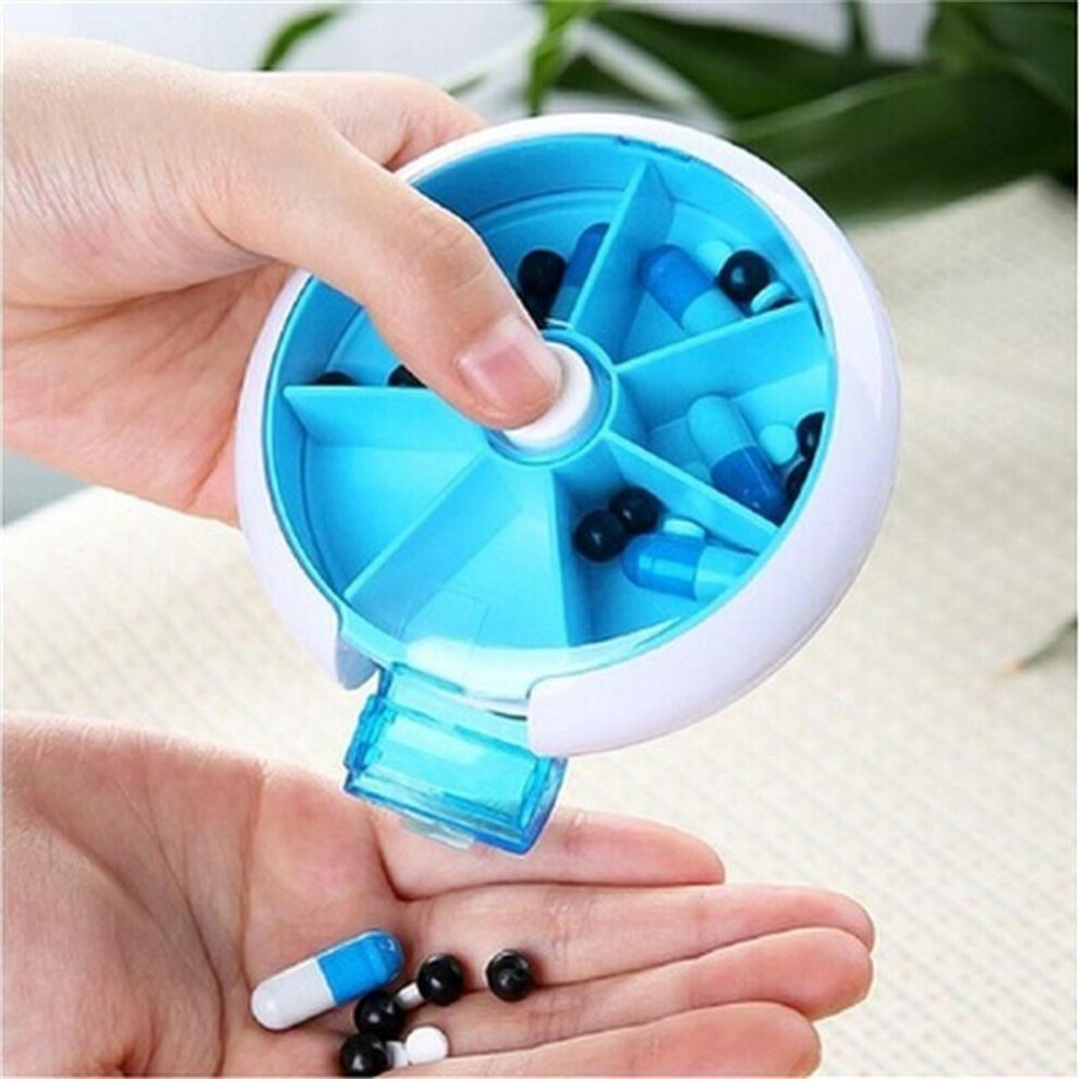 (blue) Useful 7 Day Travel Pill Box Medicine Tablet Storage Vitamin Dispenser Organiser