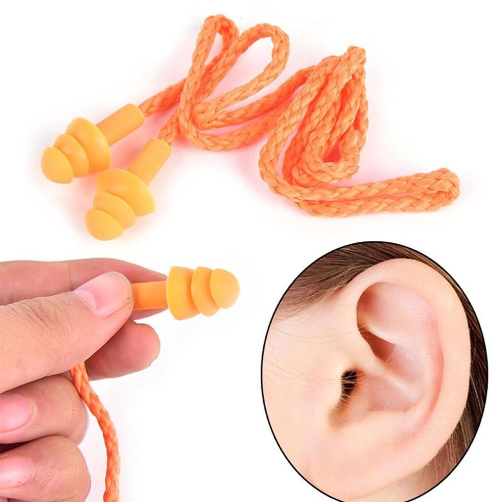 1pc Soft Silicone Corded Ear Plugs Reusable Hearing Protection Earplugs