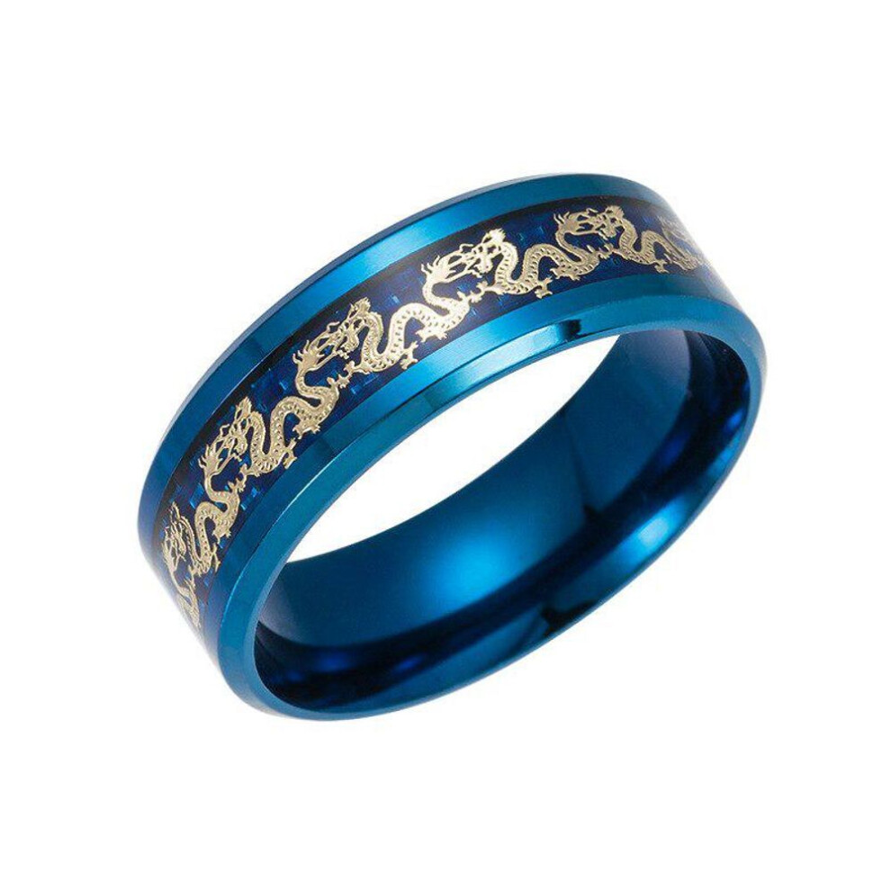 (blue, 12) Dragon Rings Black and Blue Man&apos;s Gifts Wedding Band Jewelry