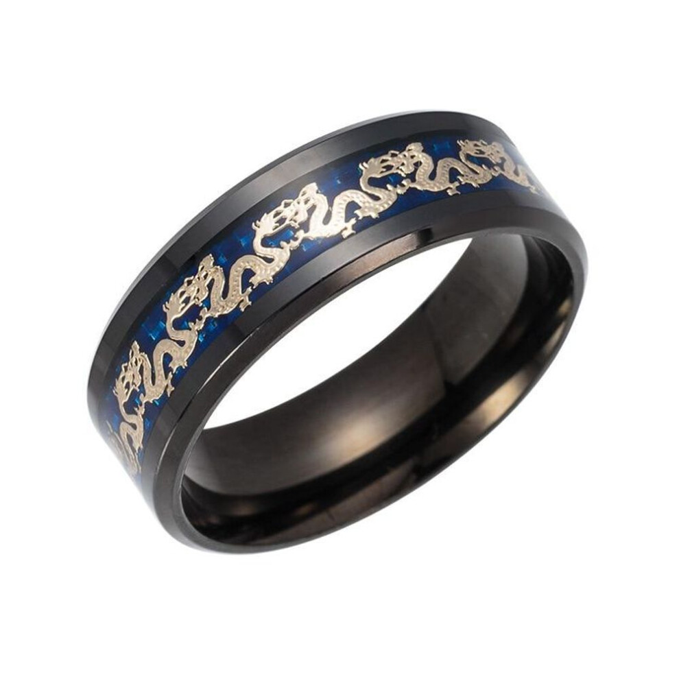 (black, 8) Dragon Rings Black and Blue Man&apos;s Gifts Wedding Band Jewelry