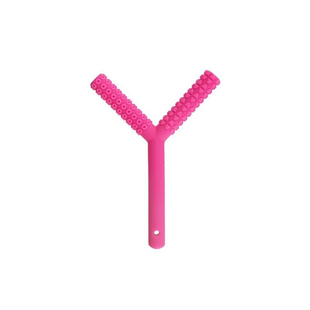 (pink) Kids Chewing Tube Y-Shape Chewy Teether Baby Oral Motor Chew Tools Tuxtured Auti