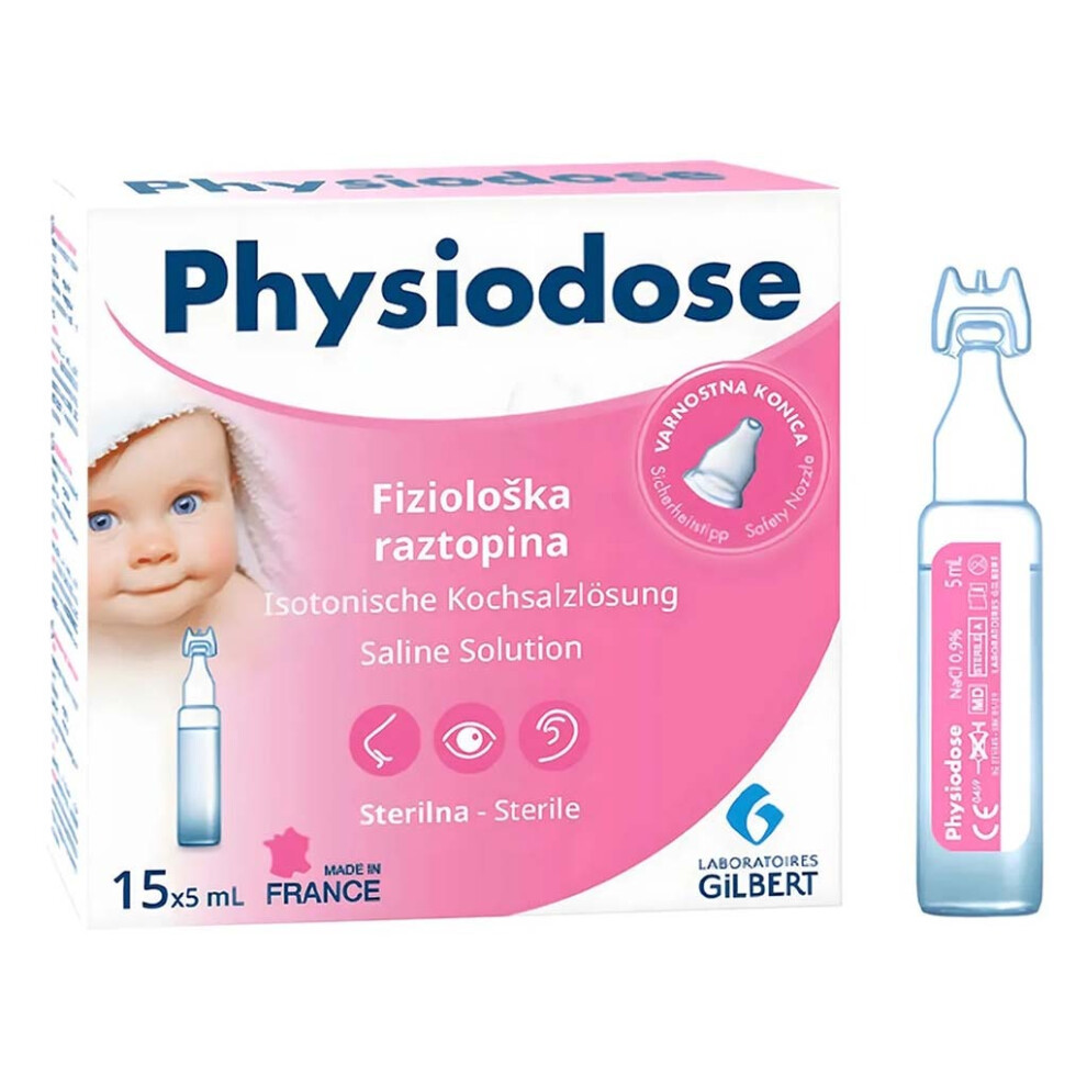 Gilbert Physiodose 0.9% Physiological Saline Solution | Sterile Solution for Eye, Nasal & Wound Care  Pack of 15's - 5ml