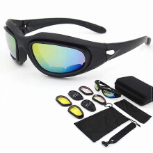 (4pcs lens set, One size) 4pcs lens outdoor bicycle riding glasses CS tactical protective glasses Motorcycle goggles/C5 polarized light suit
