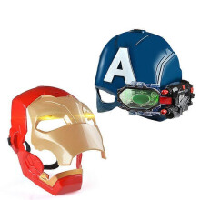 (B, One size) Marvel Avengers 4 Iron Man Captain America Mask Light Sound Open Mask For Children Halloween