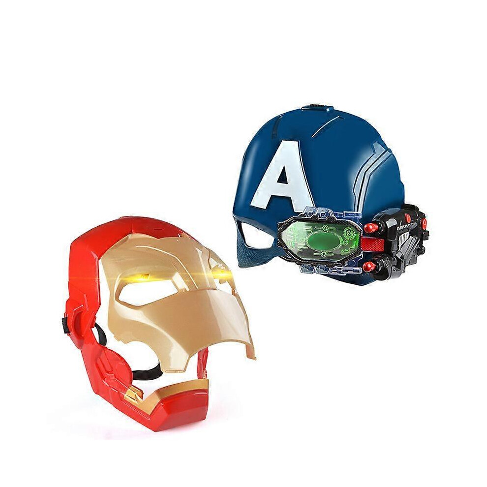 (B, One size) Marvel Avengers 4 Iron Man Captain America Mask Light Sound Open Mask For Children Halloween-image-OPC-PG2X8CR-NEW