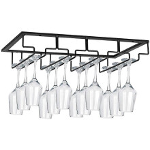 (4 slots, One size) Hanging Glass Rack - Wine Glass Rack With 2-5 Rails For 6-15 Glasses With Screws
