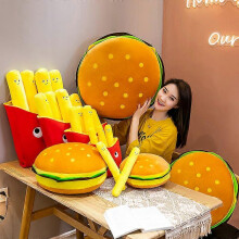 (40cm, French fries) Hamburg French fries Pillow Toy Creative Cartoon Simulation Plush Toy Doll Photography Props Sofa Cushion