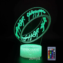(As show, One size) Lord Of The Rings 3d Lamp 7 Colors Kids Gift Touch Night Light For Children Holiday 3d Illusion Desk Lamp Movie Memory Present
