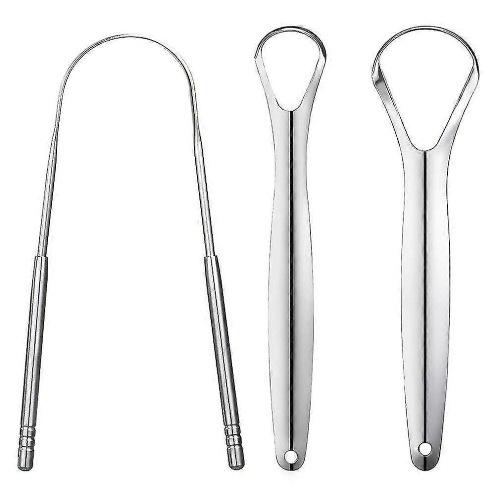 (As show, One size) 3 Pcs Metal Tongue Scraper For Adults Kid GOC
