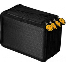 (As show, One size) Black Pencil Case With 4 Compartments Holding 72 Pens LMQ