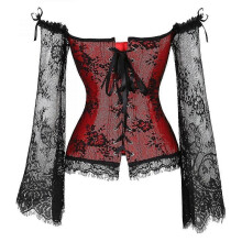 (XL, Red) Women's Corsets For Women Princess Corset Lace Ruched Sleeves Elegant Overbust Corset XDR