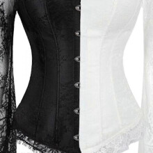 (L, Multicolor) Women's Corsets For Women Princess Corset Lace Ruched Sleeves Elegant Overbust Corset XDR