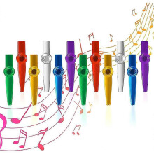 (As show, One size) Metal 6 Colors Musical Instruments Kazoos Multipack Flute Diaphragm - 12 Pcs NBS