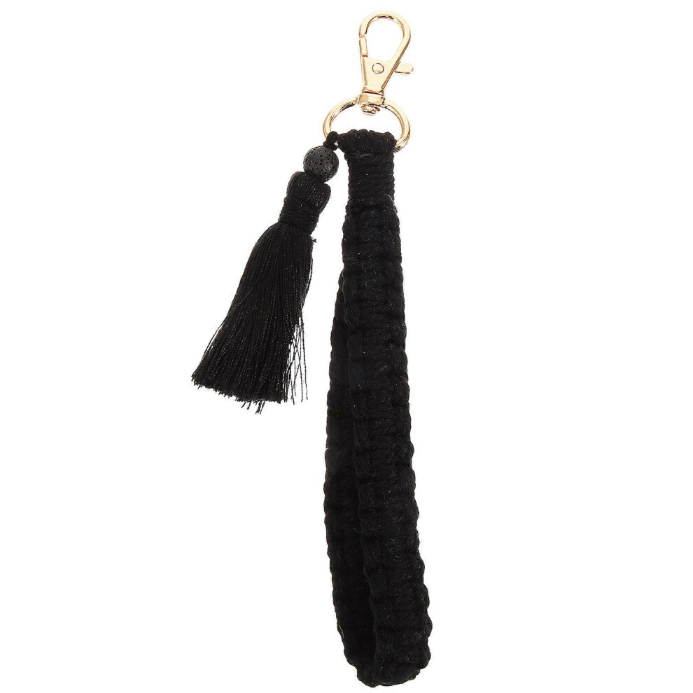 Kricely (Black, One Size) Cute Keychain Weaving Wristlet Key Chain Decorative Key Wristlet Accessory