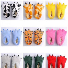 (As show, One size) Winter Warm Soft Indoor Floor Slippers Creative Animal Children Women Men Shoes Paw Funny Cartoon Dinosaur Claw Plush H FZJ