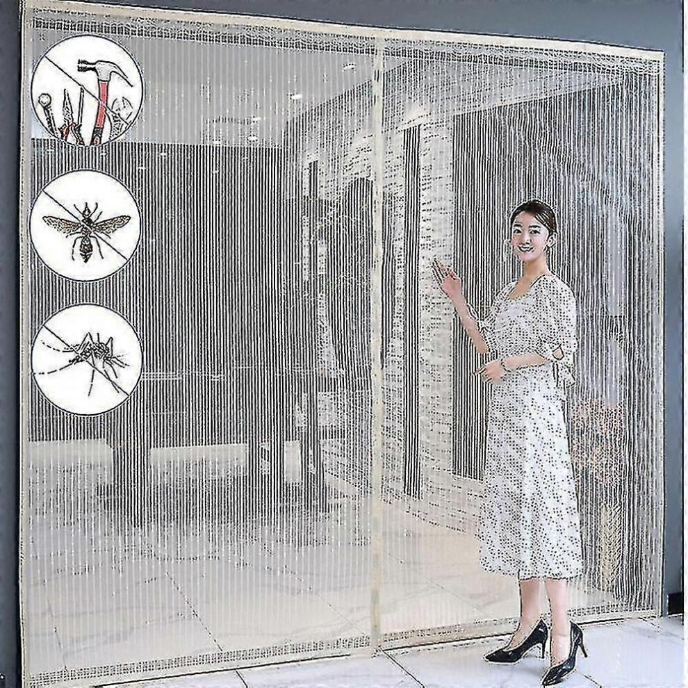 (As Show, One Size) Strong Magnetic Door Curtainanti-Mosquito And Insect-Proof Automatic Closing Invisible Gauze Large-S Lfy 5093216579953