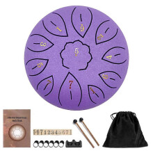 (As show, One size) 6 11 Tune Musical Instrument Steel Tongue Drum for Beginner (Purple) FJD