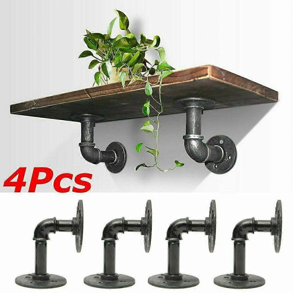 (As Show, One Size) 4X Pipe Shelf Brackets Industrial Iron Rustic Wall Floating Shelves Storage U Yti 5093216580188