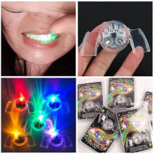 (As show, One size) LED Mouth Braces Light Halloween Party Decor Cosplay Luminous Dentures Halloween Supplies for Adult Children Novelty Toys G VC[