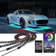 (120x2-150x2, One size) 4pcs 100w Car Underglow Light Flexible Strip Led Underbody Lights Remote /app Control Car Led Neon Light Rgb Decorative Atmosphere Lamp Jsir DXW