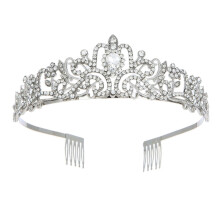 (As show, One size) Crystal Tiara Crown Sliver Headband Headpiece Rhinestone Hair Jewelry Decor