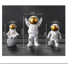 (silver, One size) 4-piece Resin Astronaut Figure Status Figure Spaceman Sculpture Educational