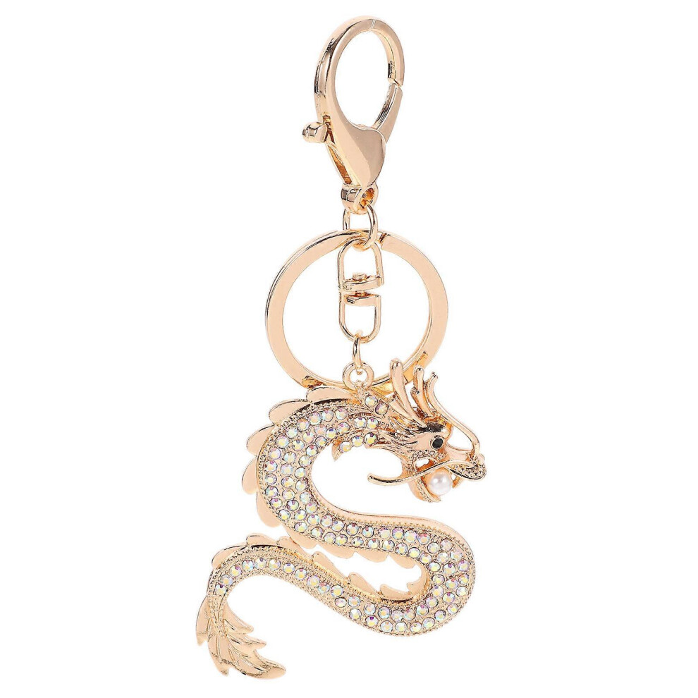 Kricely (White, One Size) Dragon Keychain Rhinestone Key Pendant Funny Car Keychain For Christmas Chinese New Year