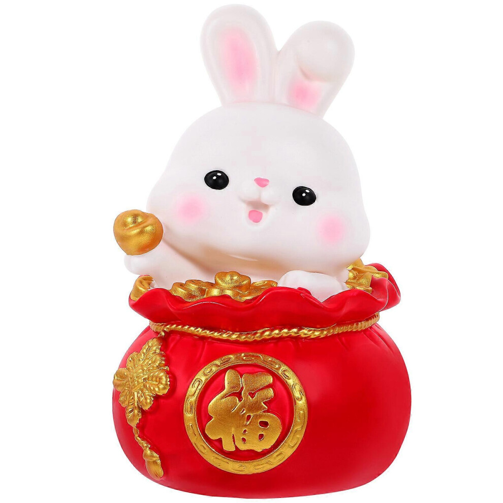 Kricely (23.00X14.00x14.00cm, Picture 2) Bunny Coin Bank Rabbit Money Bank Creative Money Bank Desktop Cartoon Piggy Bank