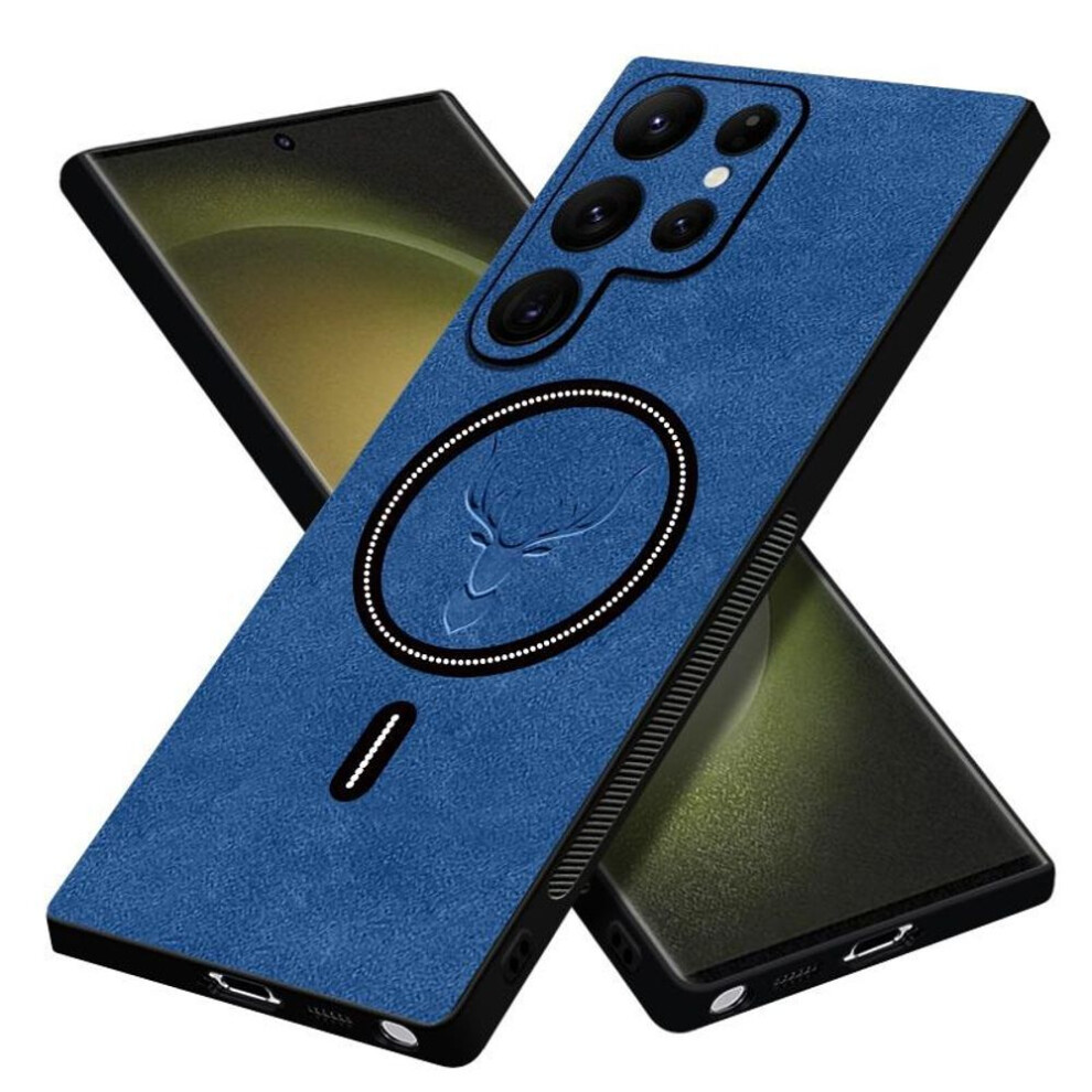 (blue, iPhone 16) Luxury Matte Leather Cover Samsung Galaxy S25 S24 S23 FE S22+ Wireless Charge For Magsafe Vintage Case For Iphone 16 15 Plus 14 Pro-image-OPC-PG2XNPY-NEW