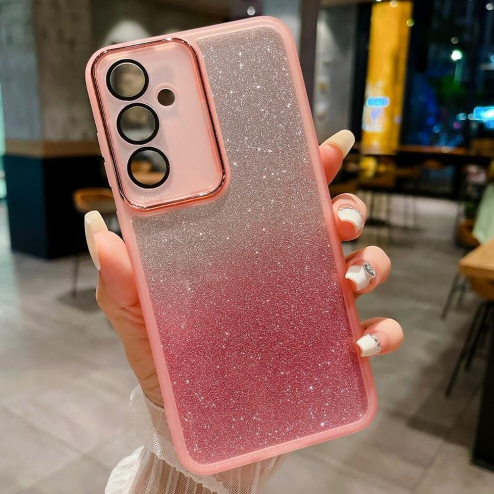 (pink, Samsung A55) Gradient Glitter Case For Samsung S24 FE S23 S22 Ultra A16 A34 iPhone 16 15 14 13 12 11 Xiaomi 13T Redmi Note 11 12 Shockproof Clear Slim Phone Cover
