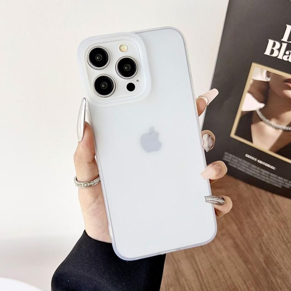(white, iPhone 12 Pro Max) Candy Color TPU Soft Matte Case For iPhone 16 Plus 15 Pro Max 14 Pro 13 12 11 Transparent Shockproof Clear Lens Protection Phone Cover