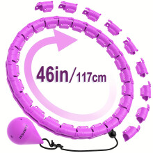 Cerceau de fitness intelligent à 24 liaison réglable avec balle pondérée, 116,84 cm - équipement d'entraînement ABS pour les femmes
