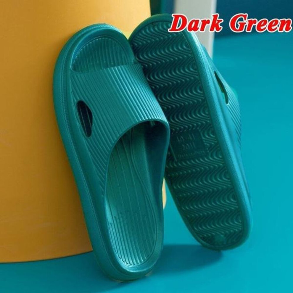 (green, 36-37) Fashion Super Soft Couple Home Slippers Indoor Non-slip Sandals Anti-slip Thick Sole Summer Bathroom Shower Slippers For Women Men(the Size Is Small)