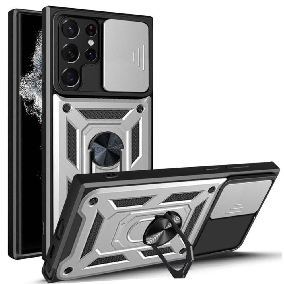 (silver, Samsung Galaxy S25 Ultra) Slide Camera Case For Samsung Galaxy S24 Ultra S24 S23 Ultra S23 Plus S23 S22 A15 A35 A55 A14 A53 A73 Heavy Duty Protective Ring Cover