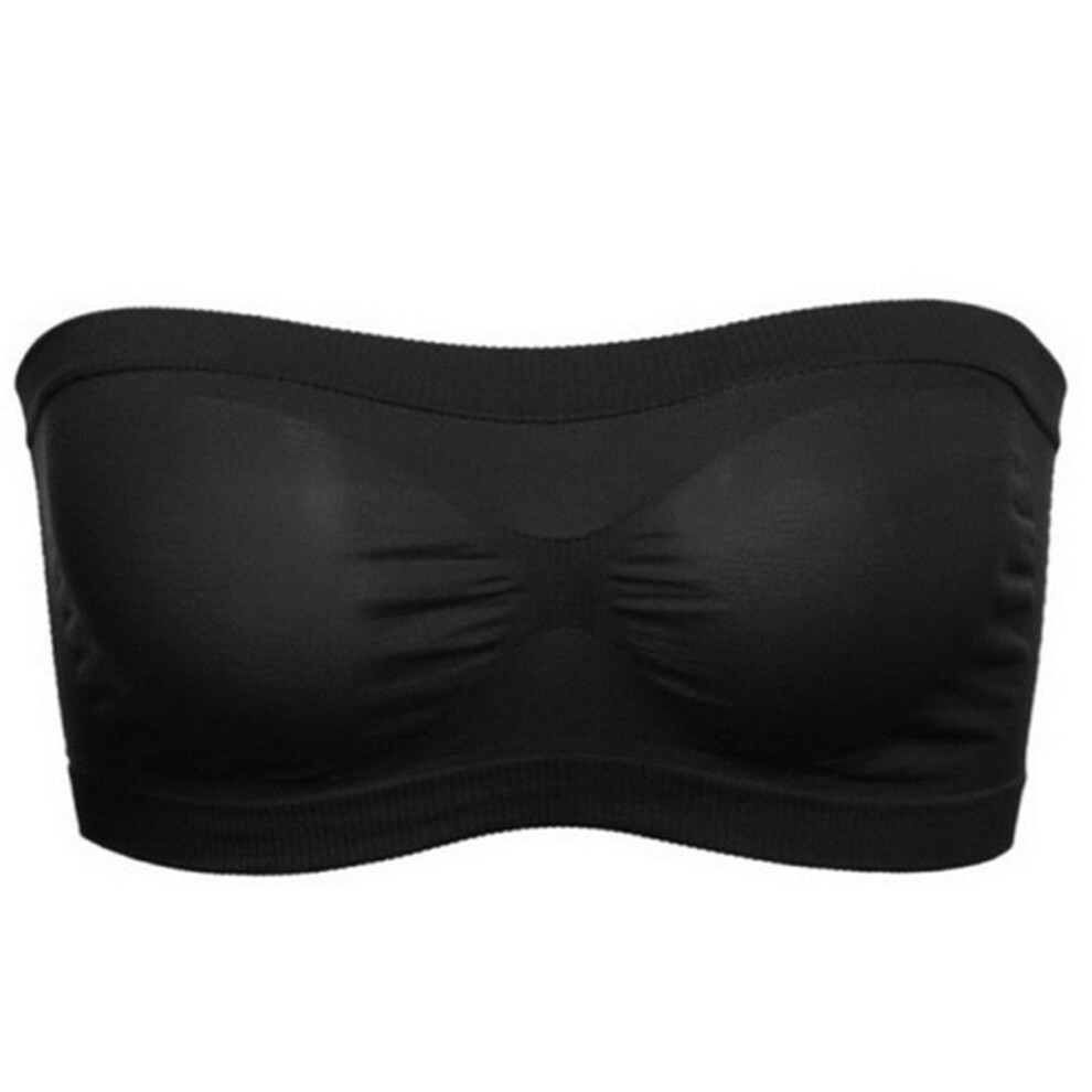 (black, 4XL) Women&apos;s Tube Top Strapless Bandeau Bra Underwear Women Bralette Seamless Strapless Tops Hollow Wrapped Chest Bras