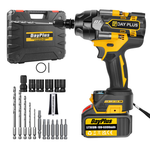 (With 2 Batteries) 21V Cordless Impact Wrench 1/2