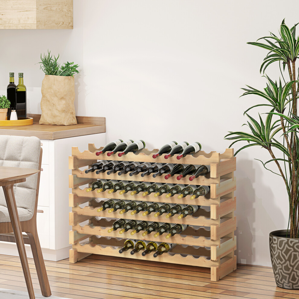 HOMCOM 72 Bottle Shelf Wine Rack Holder Standing Holds Storage Pine Wood Cellar