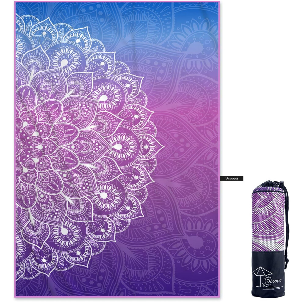 (XX-Large(80''x57''), Mandala) Microfiber Beach Towel Sand Free, Super Large 80''X57'' Oversized Towels, Lightweight Compact Quick Dry Absorbent Pool-image-OPC-PG2YDTM-NEW