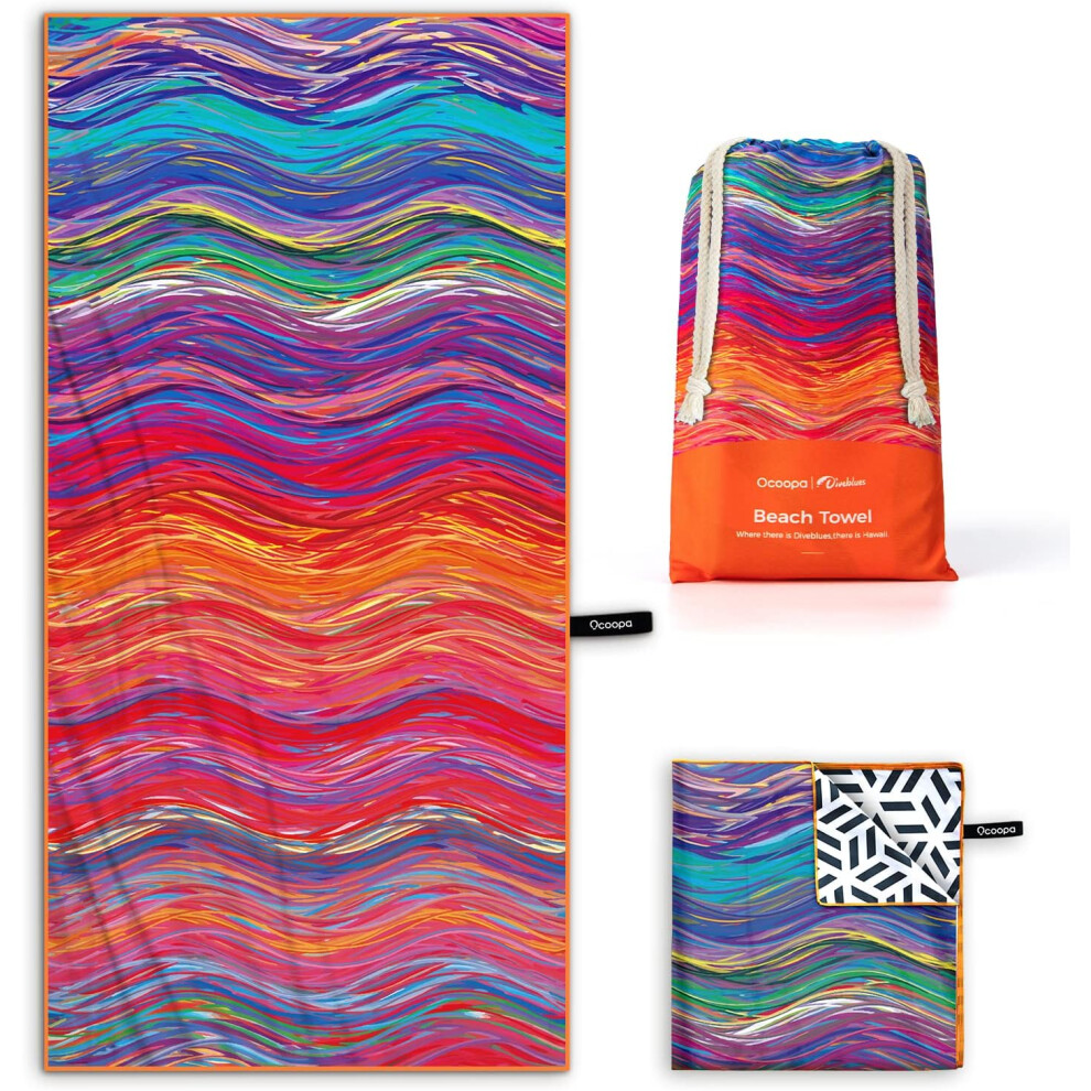 (XX-Large(80''x57''), Rainbow Doodle) Microfiber Beach Towel Sand Free, Super Large 80''X57'' Oversized Towels, Lightweight Compact Quick Dry Absorben-image-OPC-PG2YDTP-NEW
