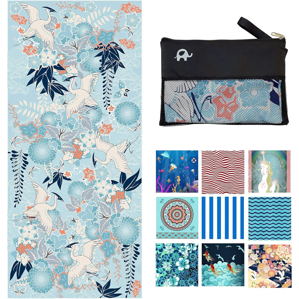 (Kimono Blue, Extra Large 78x35") Microfiber Beach Towel - Extra Large 78x35 Inch Sand Free Quick Dry Towel for Travel, Swimming, Camping â Lightwei-image-OPC-PG2YF6C-NEW