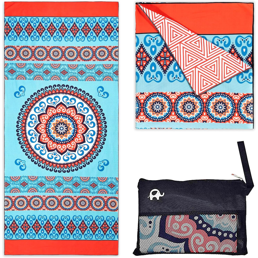 (Mandala Coral, Family Size 72x72") Microfiber Beach Towel - Extra Large 78x35 Inch Sand Free Quick Dry Towel for Travel, Swimming, Camping â Lightw-image-OPC-PG2YF76-NEW