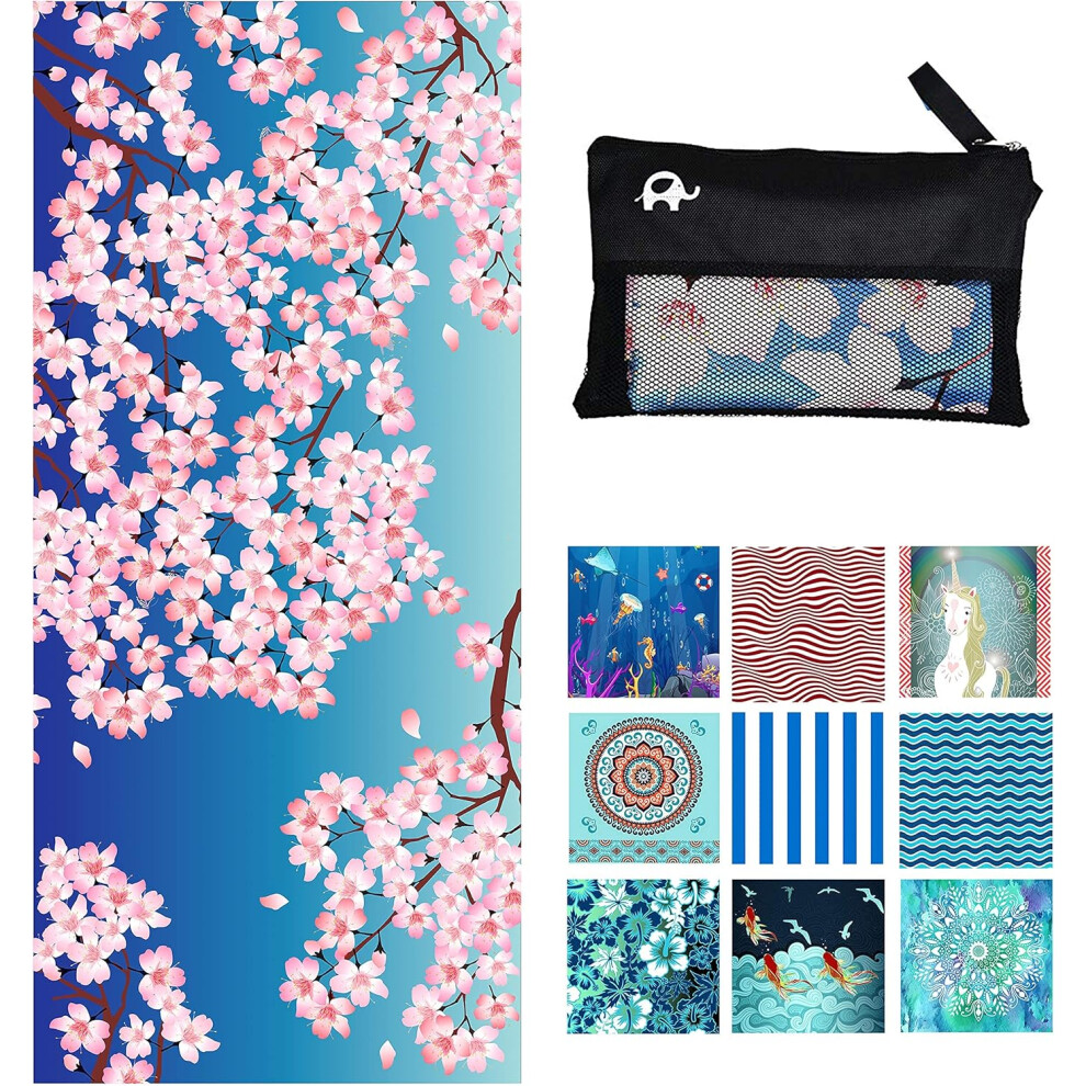 (Sakura, Family Size 72x72") Microfiber Beach Towel - Extra Large 78x35 Inch Sand Free Quick Dry Towel for Travel, Swimming, Camping â Lightweight F-image-OPC-PG2YF8D-NEW