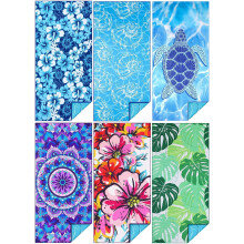 (63 x 32 Inches, 6 Pcs Multiful Comb) Sand Free Beach Towel Thin Quick Dry Super Absorbent Large Lightweight Towels Travel Sports Pool Swimming Bath Yoga Girls Women Adults Boho Palm Tree