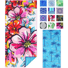 (71 x 32 Inches, Boho Flowers) Sand Free Beach Towel Thin Quick Dry Super Absorbent Large Lightweight Towels Travel Sports Pool Swimming Bath Yoga Girls Women Adults Boho Palm Tree