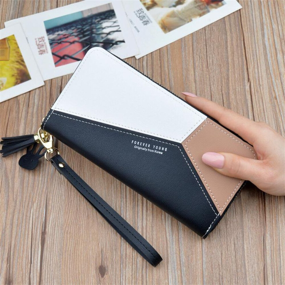 (black) New Fashion Ladies Wallet Women Long Wallets Zipper Purse Clutch Money Bag Card Holder