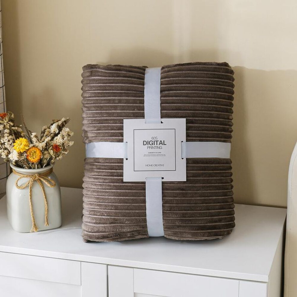 (brown, 100x150cm) Fleece Flannel Blanket Throw Blankets Plush Solid Color Bed Covers For Sofa Soft Plaid Bedspread