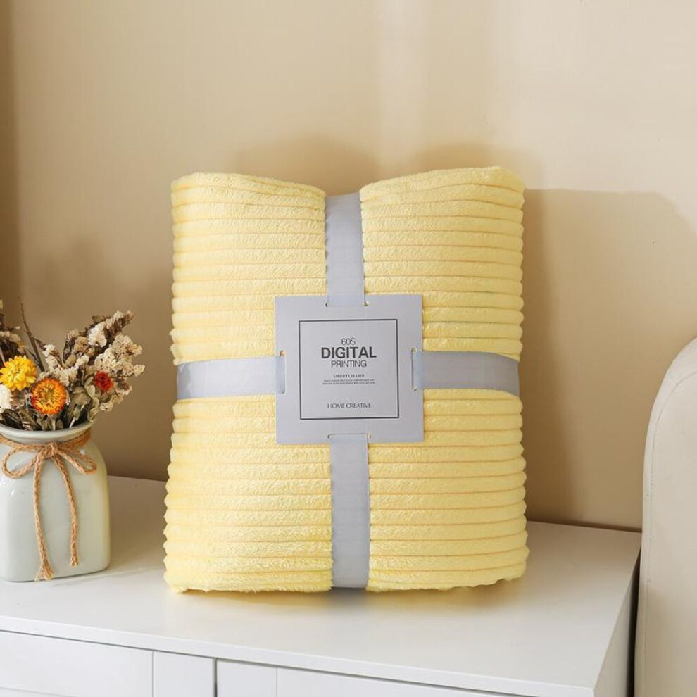 (yellow, 100x150cm) Fleece Flannel Blanket Throw Blankets Plush Solid Color Bed Covers For Sofa Soft Plaid Bedspread