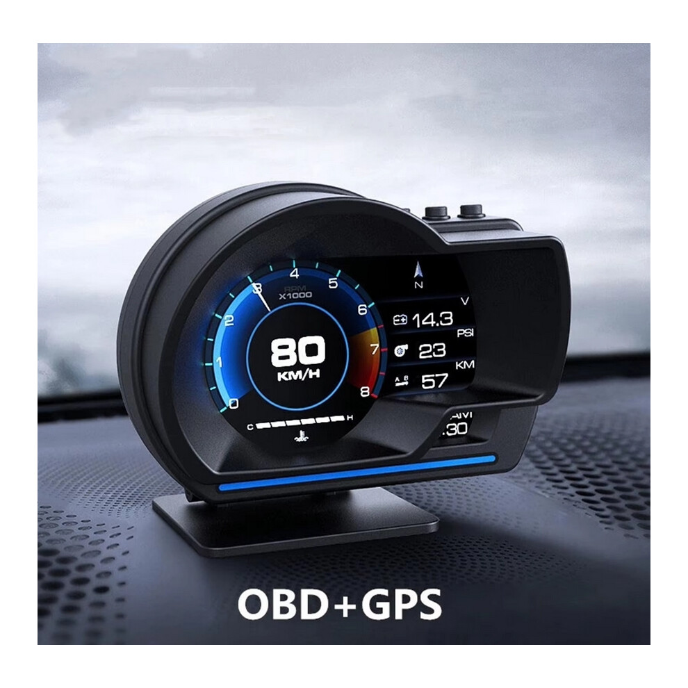 Digital Head Up Displayer Obd2 Gps Speed Warning Head Up Display Smart Gauge Car Hud Speedometer Turbo Rpm Alarm For Car Truck Blue 6914157924048