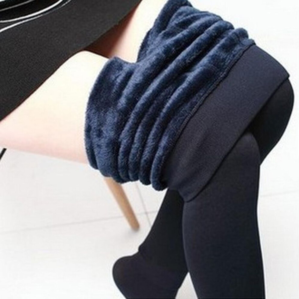 (navy) Women Thick Cashmere Wool Leggings Windproof And Cold Lasting Warmth Pants